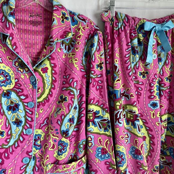 Nick & Nora Other - Nick & Nora VTG Flannel Print Pajamas 2 Piece SET Size S Pink Paisley Top Pants